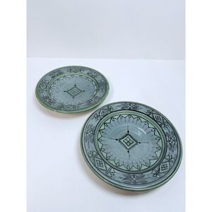 (2) Moroccan Ceramic Plate Salad Pasta Bowl Serving Handmade Wall Decor